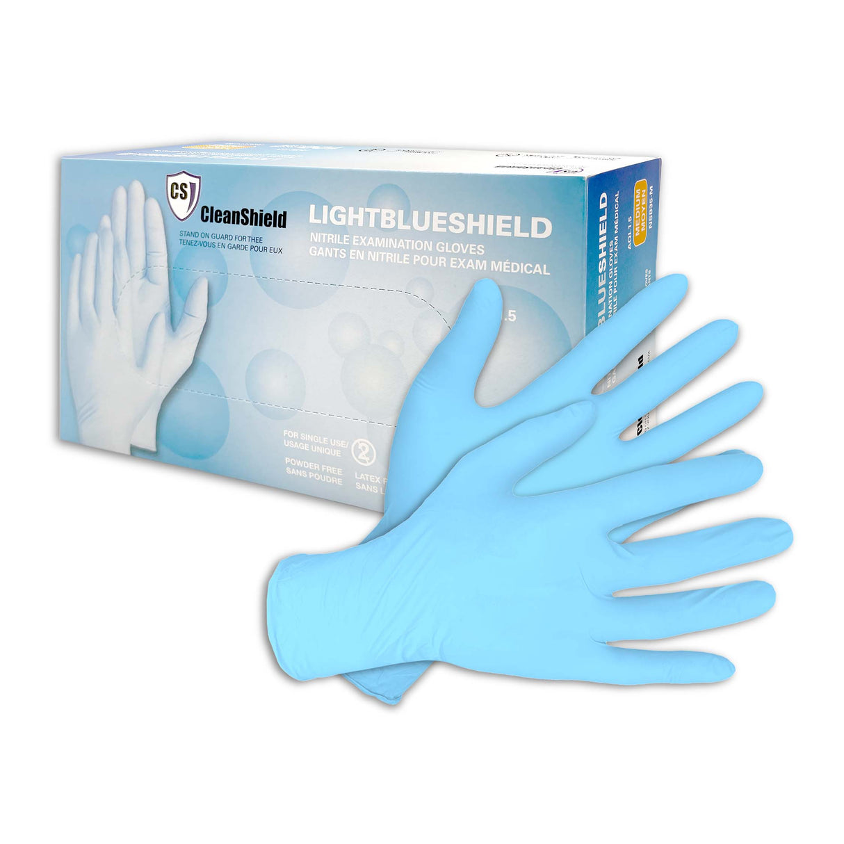 LightBlue Shield Nitrile Examination Gloves - Style NSB35 - 3.5 Mil