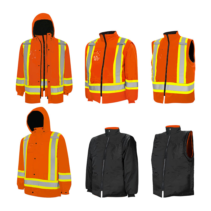 Hi-Vis 6-In-1 Winter Traffic Parka by Ground Force- Style TP6