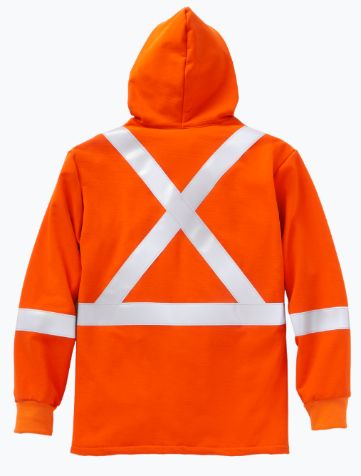 Rasco 12.5 oz. Inherent FR Zip Up Hi-Vis Hoodie with Reflective Trim - Style FR7119 - Orange