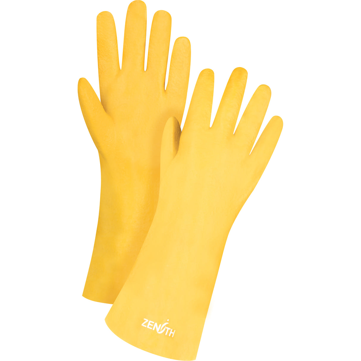Yellow Single Dipped PVC Rough Finish Gloves - 14" Length