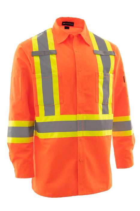 Orange Hi Vis Ripstop Safety Work Shirt By Forcefield - Style 75100
