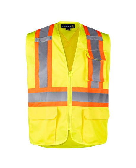 Hi-Vis Safety Vest With Zipper by TERRA Workwear - Style 116629