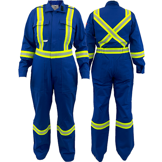 Women's Royal Blue Atlas Guardian® FR/AR 2 Inch Striping Coveralls - By Atlas Workwear Style 1172RB