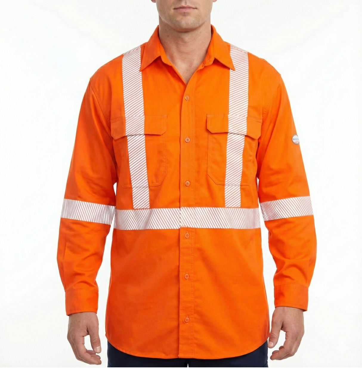 5.3oz. Hi-Vis GlenGuard Uniform Shirt With Segmented Striping By Rasco FR - Style FR6536