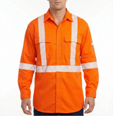 5.3oz. Hi-Vis GlenGuard Uniform Shirt With Segmented Striping By Rasco FR - Style FR6536
