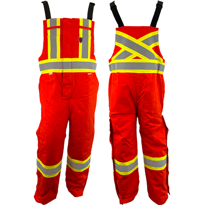 Atlas Guardian® FR / Arc Flash Winter Bibs (HRC4) w/4" Striping by Atlas Workwear - Style 21924 - Orange