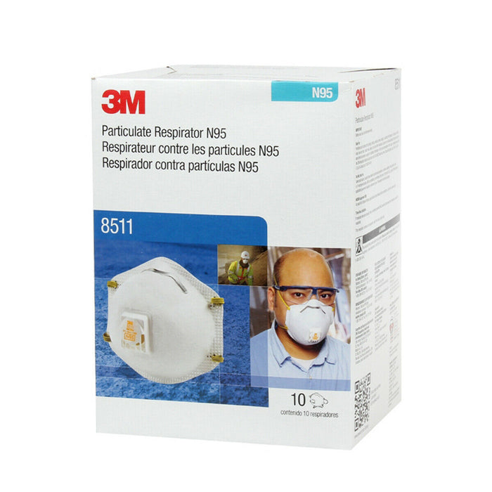 3M 8511 N95 Particulate Respirators - 10/Box