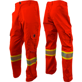orange ARC FR cargo pants with high visibility segmented striping on the legs.