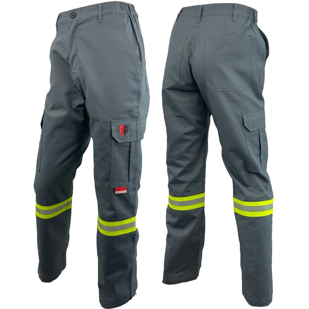 Grey FR / Arc Flash Cargo Pants w/2" Hi Vis Striping by Atlas Workwear - Style 4052GR