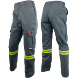 Grey FR / Arc Flash Cargo Pants w/2" Hi Vis Striping by Atlas Workwear - Style 4052GR