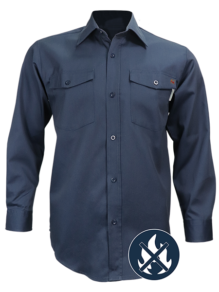 Dark Navy Welder's Work Shirt Long Sleeve by GATTS Workwear - Style 629FR