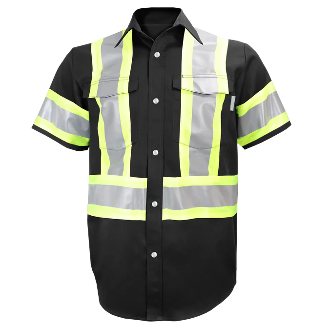 Short Sleeve Work Shirt w/Snaps & Hi Vis Striping by GATTS Workwear - Style 650SX4