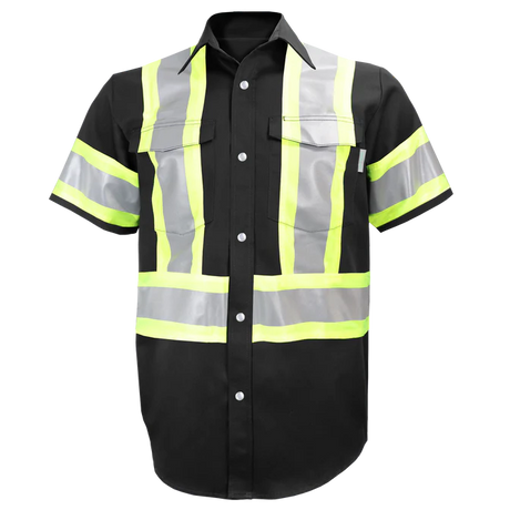 Short Sleeve Work Shirt w/Snaps & Hi Vis Striping by GATTS Workwear - Style 650SX4