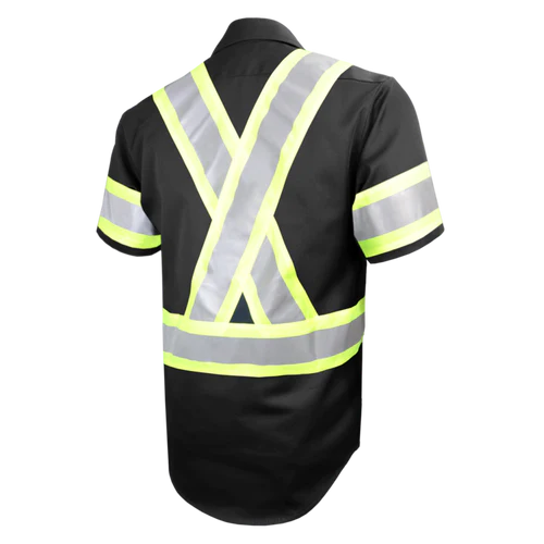 Short Sleeve Work Shirt w/Snaps & Hi Vis Striping by GATTS Workwear - Style 650SX4