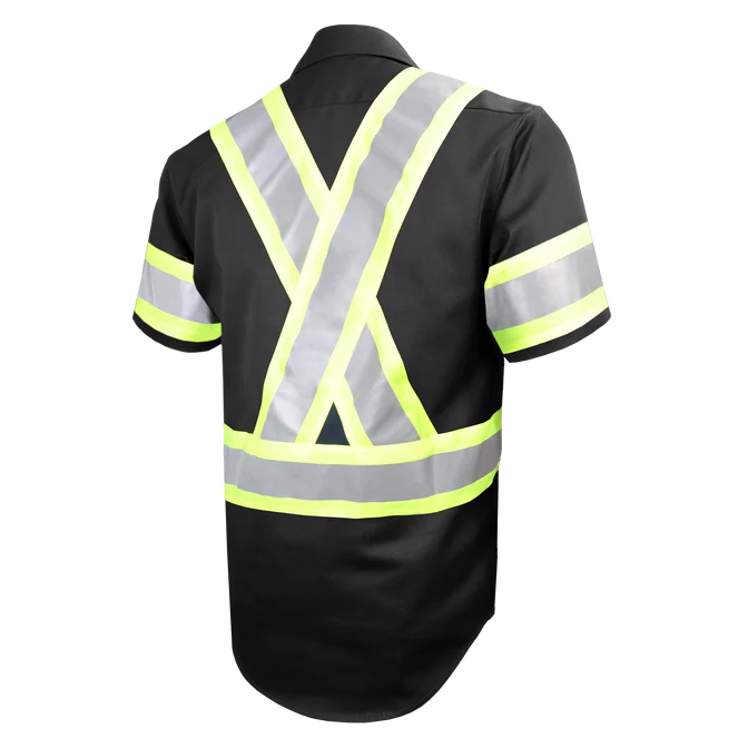 Short Sleeve Work Shirt w/Snaps & Hi Vis Striping by GATTS Workwear - Style 650SX4