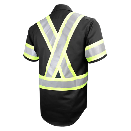 Short Sleeve Work Shirt w/Snaps & Hi Vis Striping by GATTS Workwear - Style 650SX4