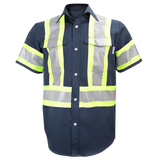 Short Sleeve Work Shirt w/Snaps & Hi Vis Striping by GATTS Workwear - Style 650SX4