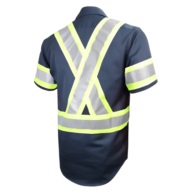 Short Sleeve Work Shirt w/Snaps & Hi Vis Striping by GATTS Workwear - Style 650SX4