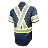 Short Sleeve Work Shirt w/Snaps & Hi Vis Striping by GATTS Workwear - Style 650SX4