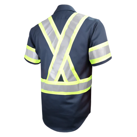 Short Sleeve Work Shirt w/Snaps & Hi Vis Striping by GATTS Workwear - Style 650SX4