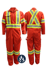 Red-Orange Welder's Coverall Hi-Viz With Reflect 4'' by GATTS Workwear - Style 790X4FR