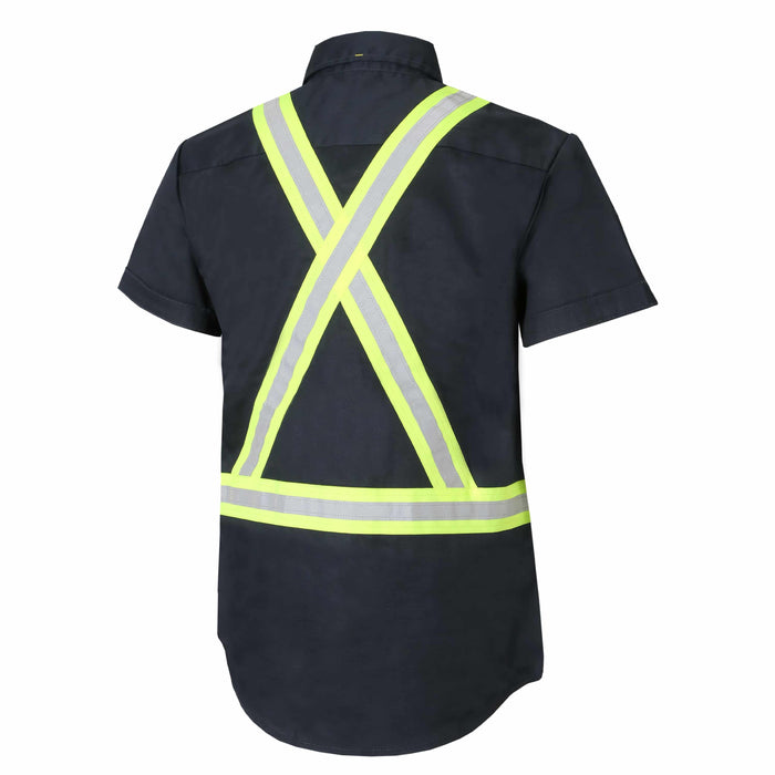 Navy Short Sleeve Hi Vis, Button Up Work Shirt by Jackfield - Style 70-211R