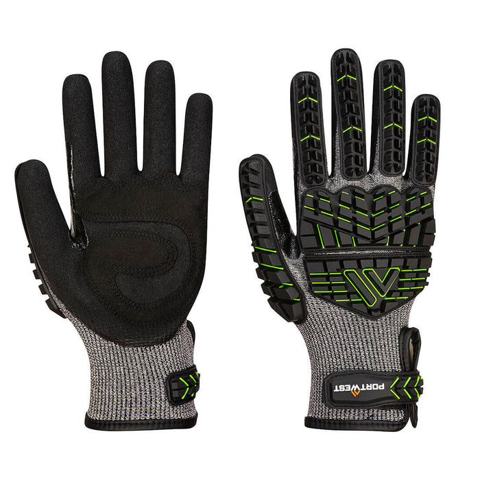 VHR15 Nitrile Foam Impact Glove Black/Green by Portwest - Style A755