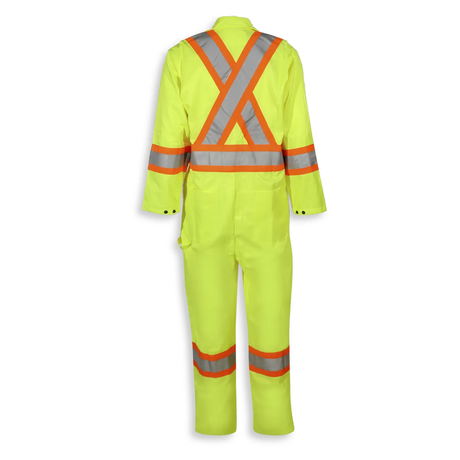 Lime Green Poly/Cotton Safety Coverall by Big K Clothing - Style BK1400