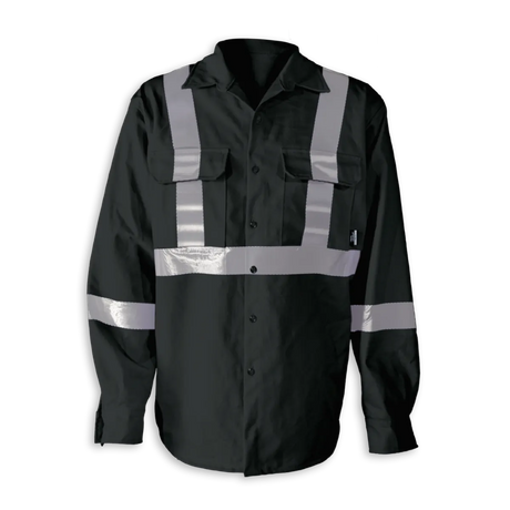 Hi-Vis FR Work Shirts With 2" Silver Striping by Big K Clothing - BK555FRI-2