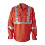 Hi-Vis FR Work Shirts With 2" Silver Striping by Big K Clothing - BK555FRI-2