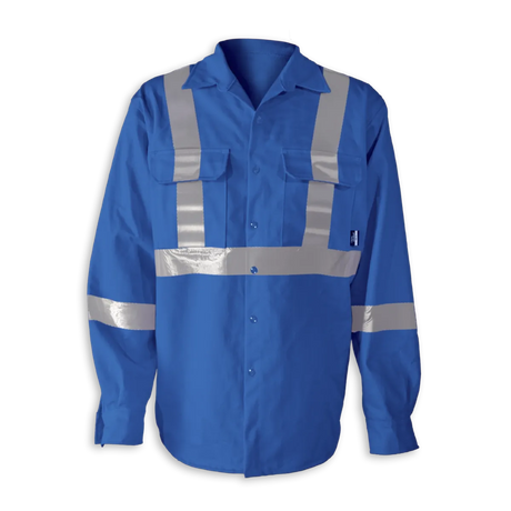 Hi-Vis FR Work Shirts With 2" Silver Striping by Big K Clothing - BK555FRI-2