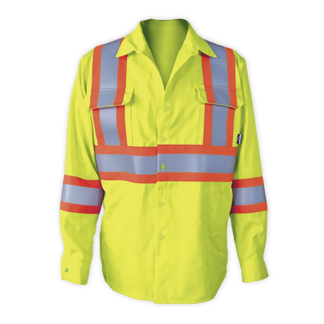 Hi-Vis FR Work Shirts With 4" Striping by Big K Clothing - BK555FRI-4