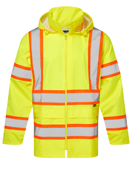 Hi-Vis Contrast Striped Rain Jacket by Portwest, Style CA400
