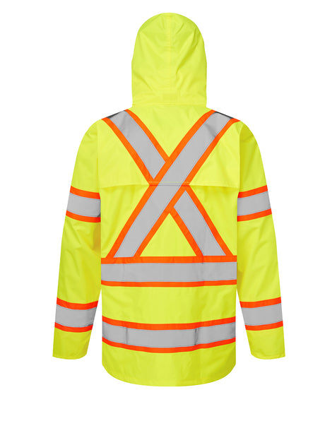 Hi-Vis Contrast Striped Rain Jacket by Portwest, Style CA400