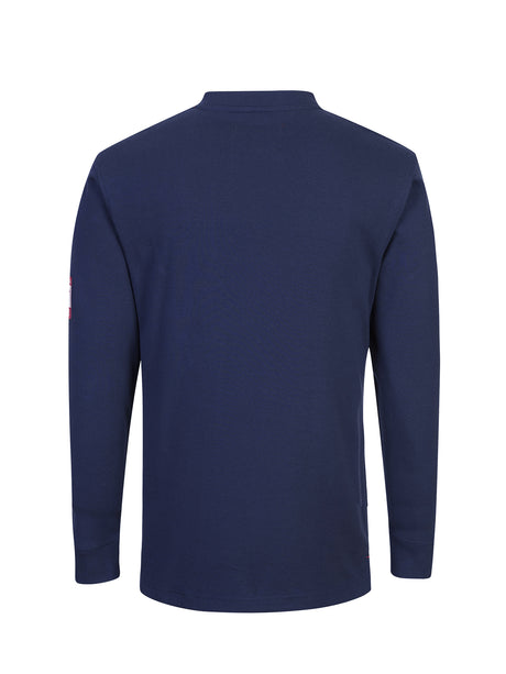 Navy Bizflame 7oz FR Antistatic Henley Shirt by Portwest - Style FR32NA