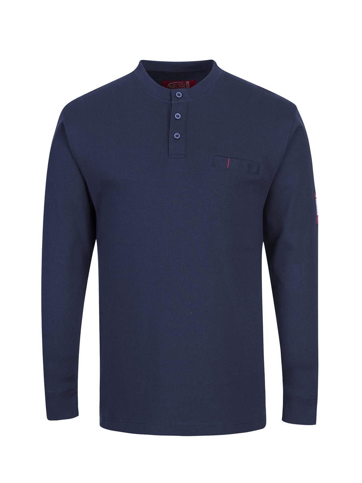 Navy Bizflame 7oz FR Antistatic Henley Shirt by Portwest - Style FR32NA