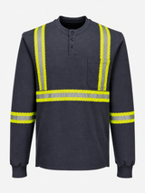 Navy Bizflame knit 2" FR Henley by Portwest - Style FR748