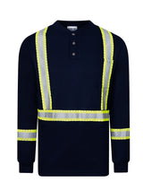 Navy Frontline 6.9 oz Henley With Segmented Striping by IFR Workwear Style 662