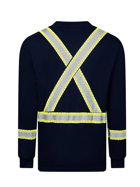 Navy Frontline 6.9 oz Henley With Segmented Striping by IFR Workwear Style 662