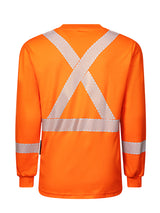 Hi Vis Orange Front Line Fabric 6.9 oz. Long Sleeve Henley w/Segmented Striping by IFR Workwear Style 662