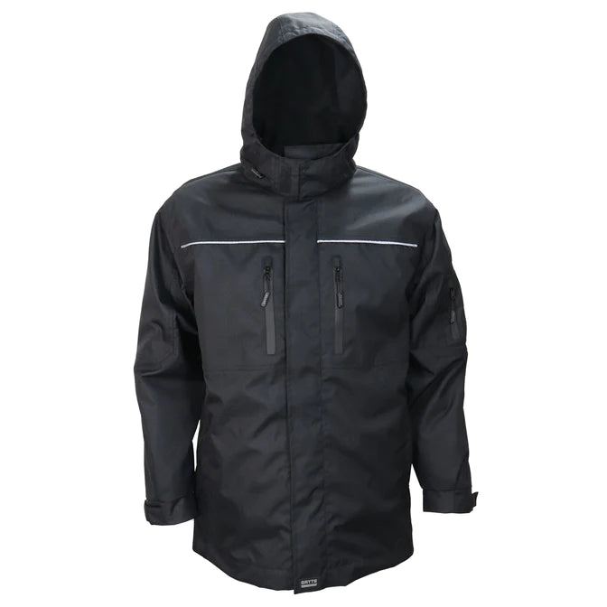 Black 4 In 1 Water Resistant Jacket with Reversable Removable Liner Style 830 Black 2X Large