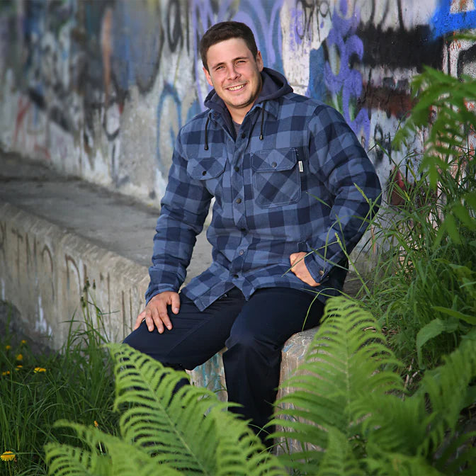 Flannel Lined Shirt with Hood by GATTS Workwear - Style626DCF