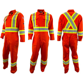 Orange High Visibility Coverall with 4 inch striping by Atlas Workwear