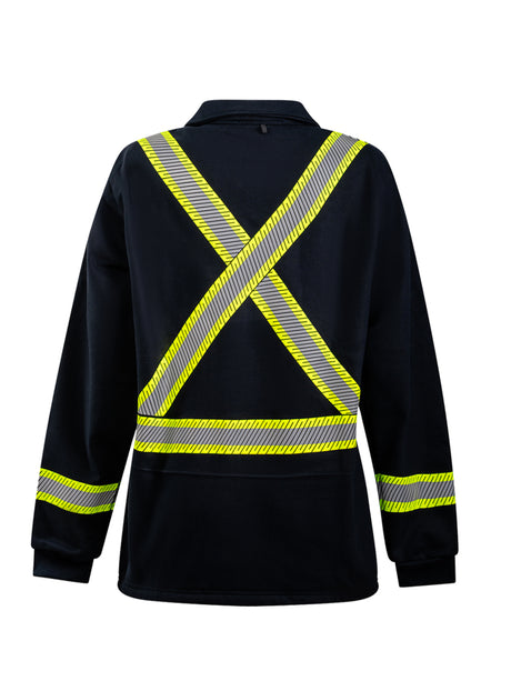 Navy Fleece Full Zip Jacket With Reflective Striping By IFR Workwear – Style OSN324