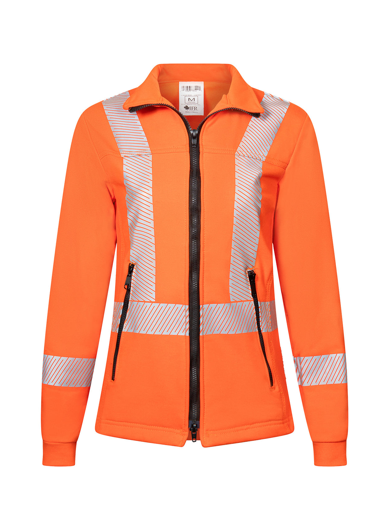 Women's Segmented Striped Fleece Full Zip Jacket - Style 474