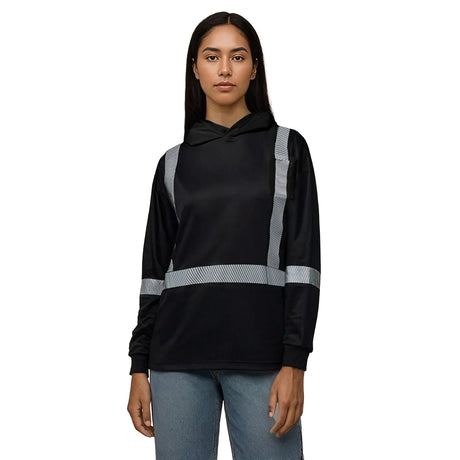 CX2 Glow Hi-Vis Long Sleeve Hooded T-Shirt with Segmented Stripes - Style S05985