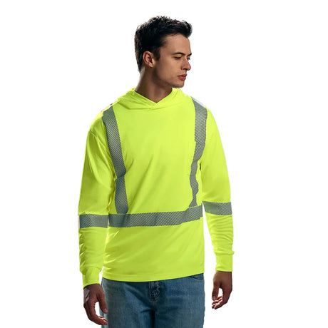 CX2 Glow Hi-Vis Long Sleeve Hooded T-Shirt with Segmented Stripes - Style S05985