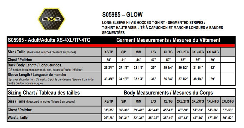 CX2 Glow Hi-Vis Long Sleeve Hooded T-Shirt with Segmented Stripes - Style S05985