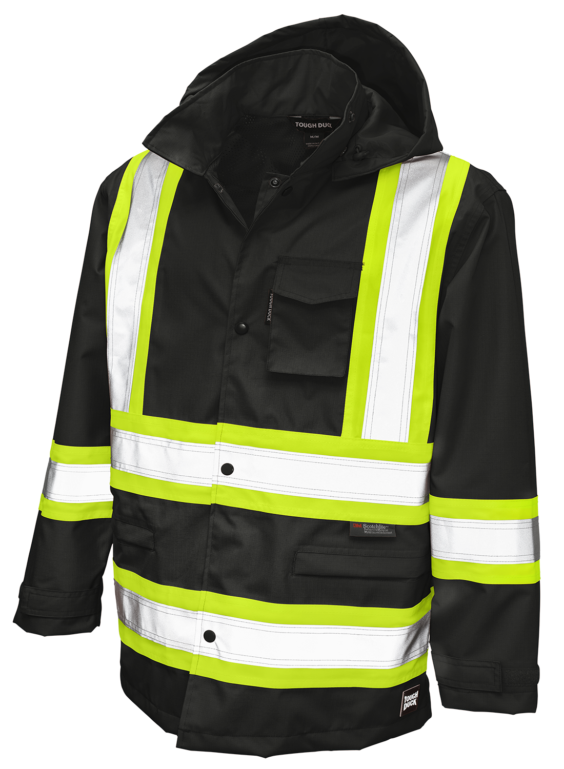 HiVis Ripstop Safety Rain Jacket by Tough Duck Style S372 — Canadian