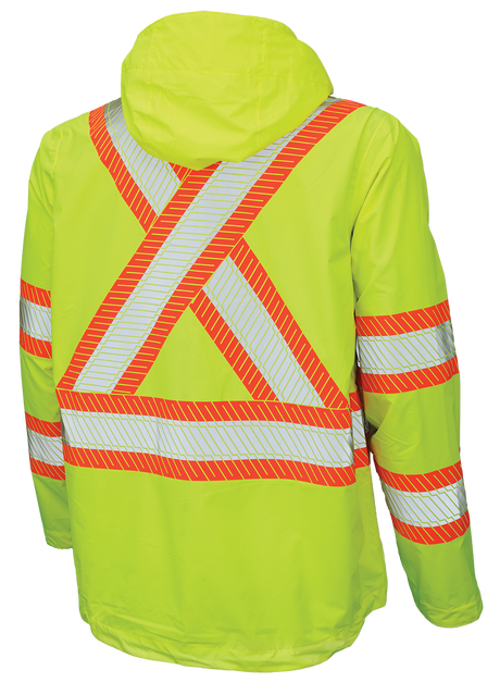 Hi-Vis Packable Ripstop Safety Rain Jacket by Tough Duck - Style SJ05